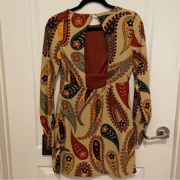 NWT ZARA Floral paisley Long Printed Shirt Dress S Fall Morocco - Picture 4 of 7